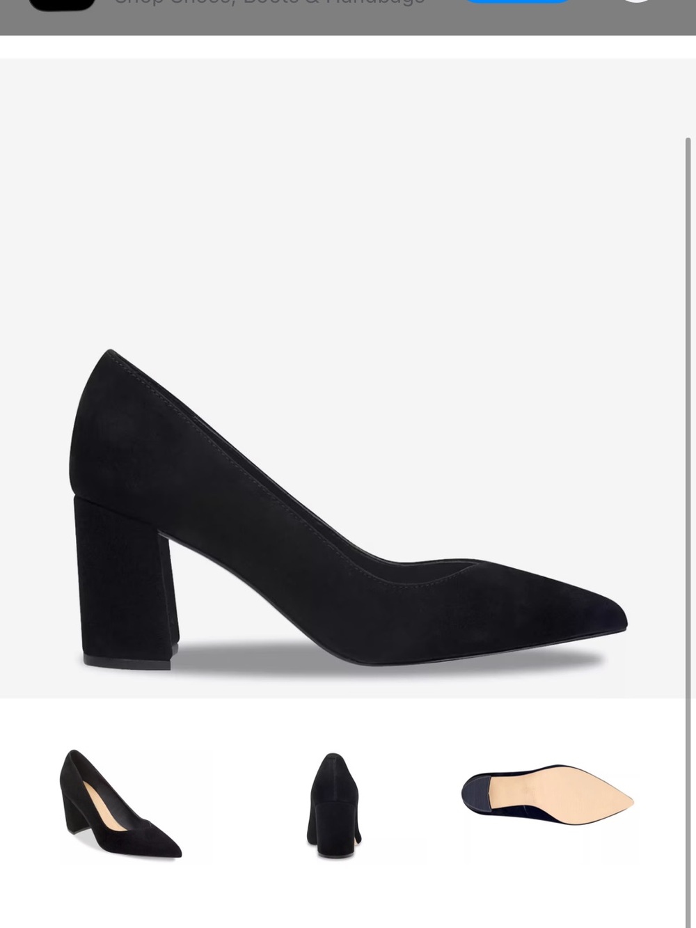 Marc Fisher Black Suede Block Heel Pointed-Toe Pumps